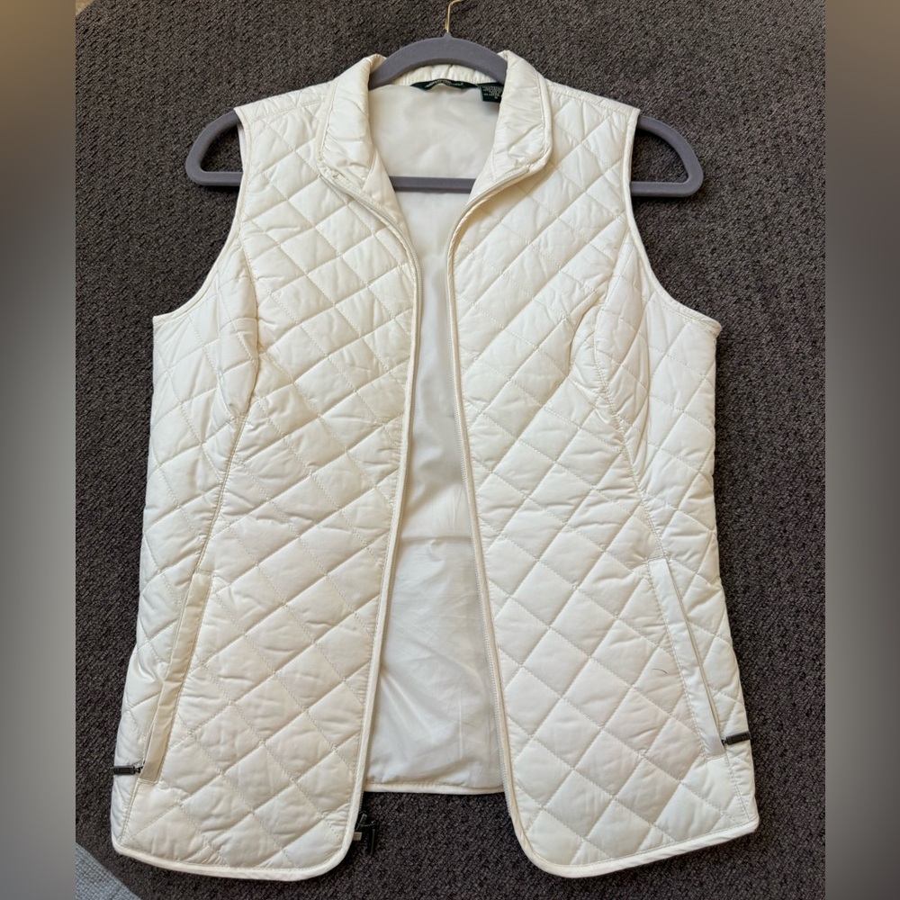 Eddie Bauer Cream Quilted Puffer Vest